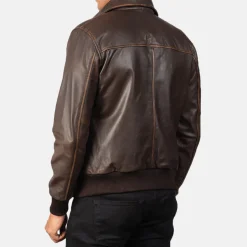 Aaron Brown Leather Bomber Jacket