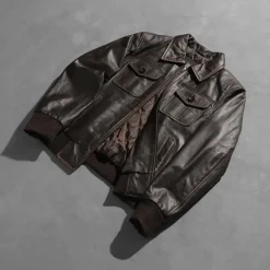 Aaron Brown Leather Bomber Jacket