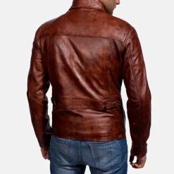 Abstract Maroon Leather Jacket