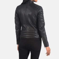 Adalyn Quilted Black Leather Biker Jacket