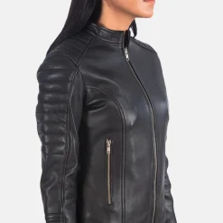 Adalyn Quilted Black Leather Biker Jacket