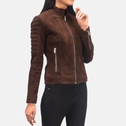 Adalyn Quilted Mocha Suede Biker Jacket