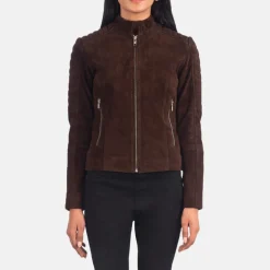 Adalyn Quilted Mocha Suede Biker Jacket