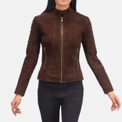 Adalyn Quilted Mocha Suede Biker Jacket