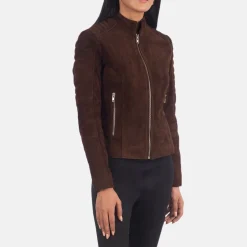 Adalyn Quilted Mocha Suede Biker Jacket