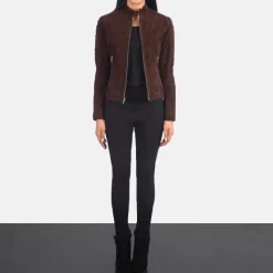 Adalyn Quilted Mocha Suede Biker Jacket