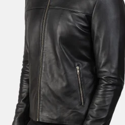 Adornica Black Leather Biker Jacket