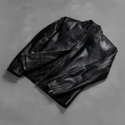Adornica Black Leather Biker Jacket