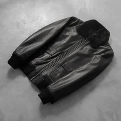 Airin G-1 Black Leather Bomber Jacket