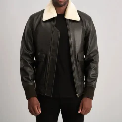 Airin G-1 Brown & Cream Leather Bomber Jacket