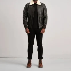Airin G-1 Brown & Cream Leather Bomber Jacket