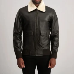 Airin G-1 Brown & Cream Leather Bomber Jacket
