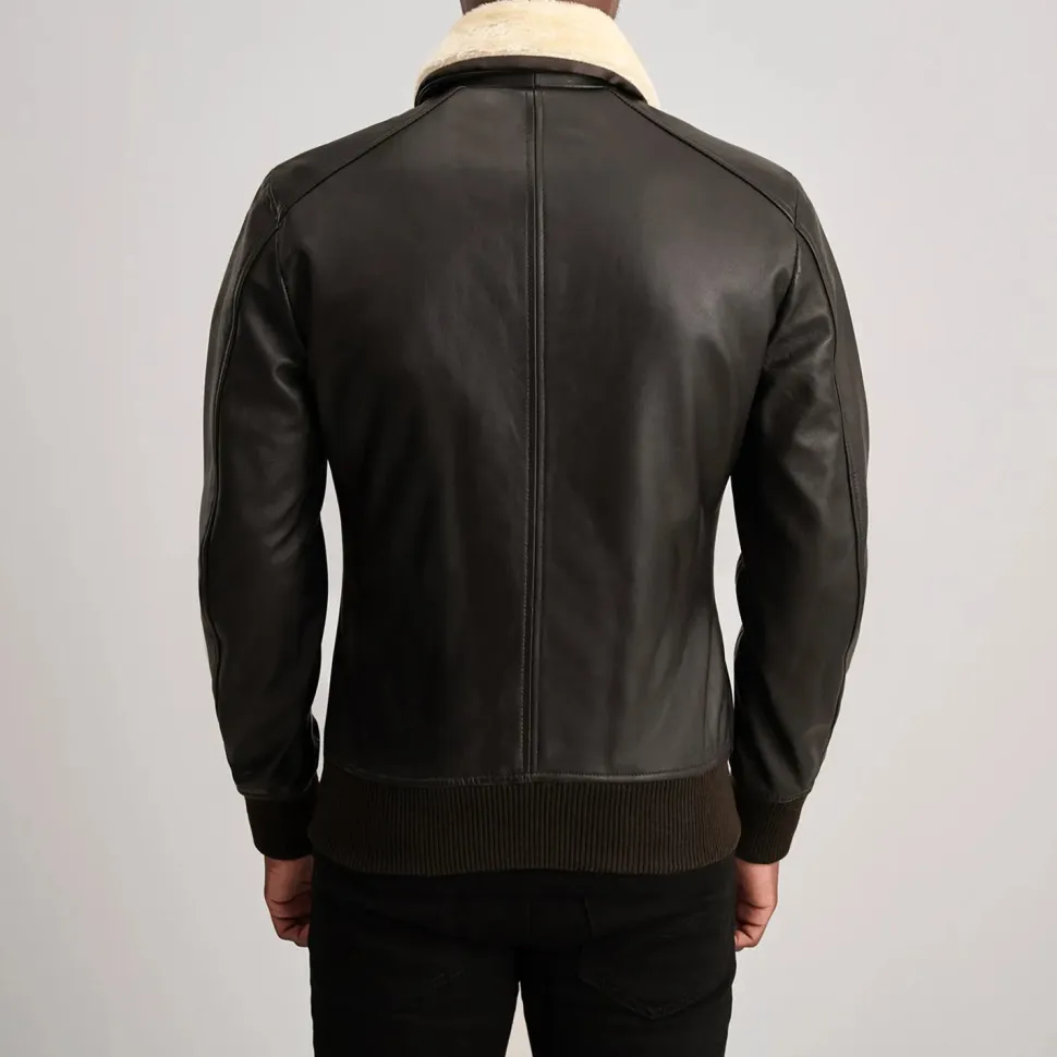 Airin G-1 Brown & Cream Leather Bomber Jacket