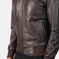 Air Rolf Brown Leather Bomber Jacket