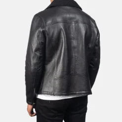 Alberto Shearling Black Leather Jacket