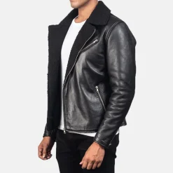 Alberto Shearling Black Leather Jacket