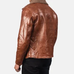 Alberto Shearling Brown Leather Jacket
