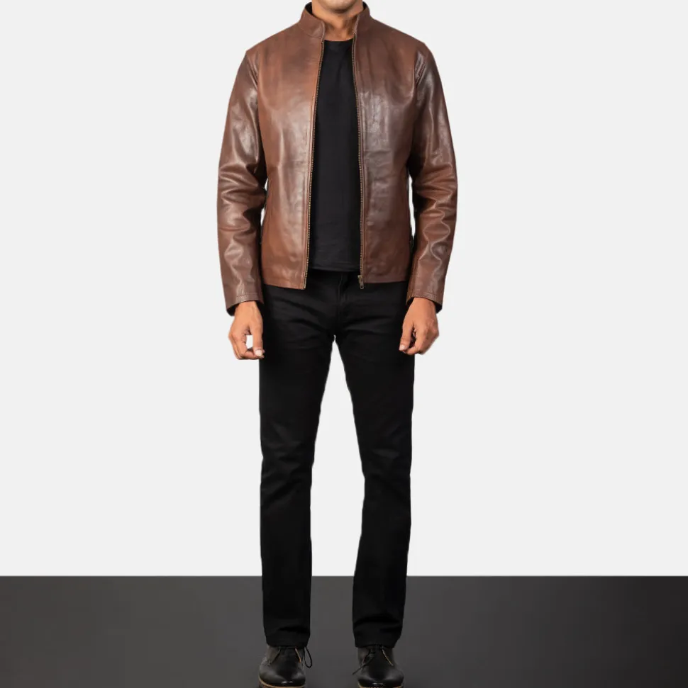 Alex Brown Leather Biker Jacket