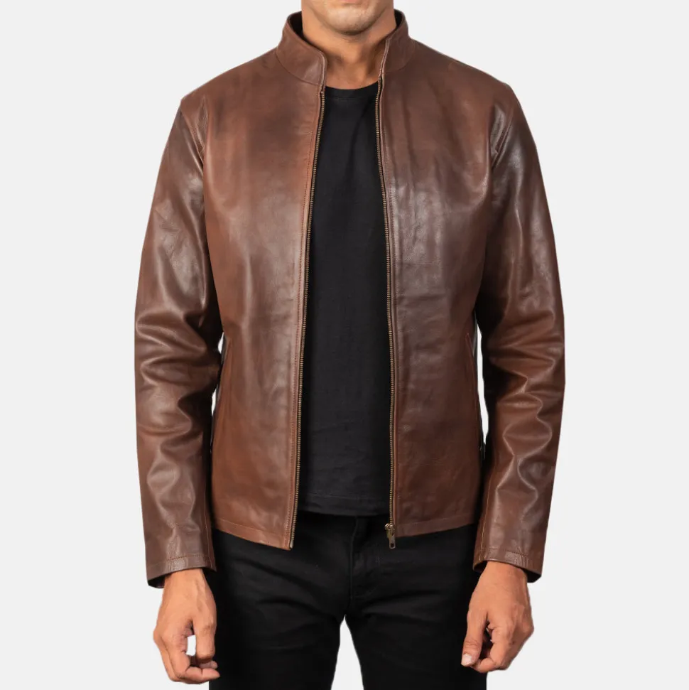 Alex Brown Leather Biker Jacket