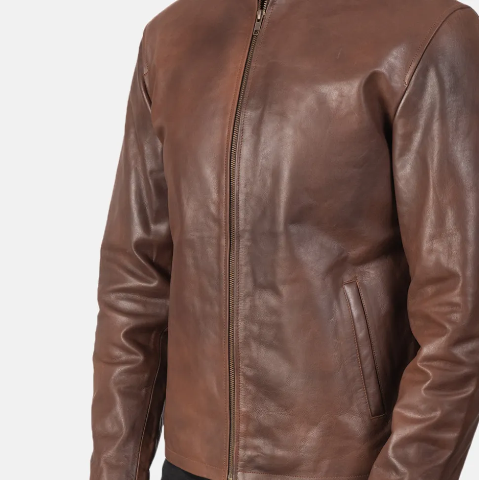 Alex Brown Leather Biker Jacket