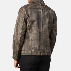 Alex Distressed Brown Leather Biker Jacket
