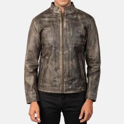 Alex Distressed Brown Leather Biker Jacket