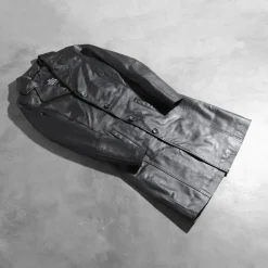 Alexis Black Single Breasted Leather Coat