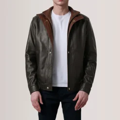 Alfred Brown Leather Bomber Jacket