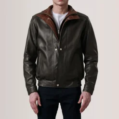 Alfred Brown Leather Bomber Jacket