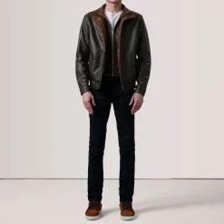 Alfred Brown Leather Bomber Jacket