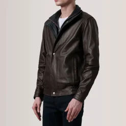 Alfred Maroon Leather Bomber Jacket