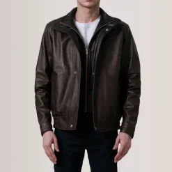 Alfred Maroon Leather Bomber Jacket