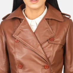 Alice Brown Double Breasted Leather Coat