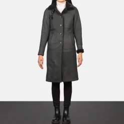 Alina Shearling Black Leather Coat