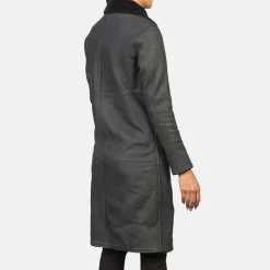 Alina Shearling Black Leather Coat