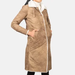 Alina Shearling Brown Leather Coat
