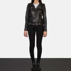 Alison Black Leather Biker Jacket