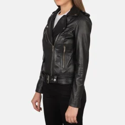 Alison Black Leather Biker Jacket