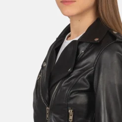 Alison Black Leather Biker Jacket