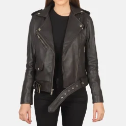 Alison Brown Leather Biker Jacket
