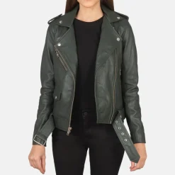 Alison Green Leather Biker Jacket