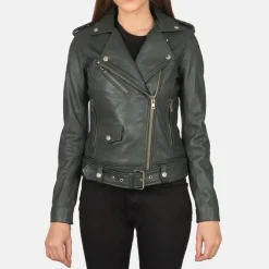 Alison Green Leather Biker Jacket