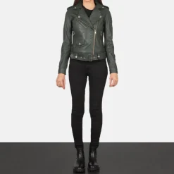 Alison Green Leather Biker Jacket
