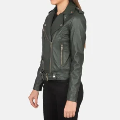 Alison Green Leather Biker Jacket