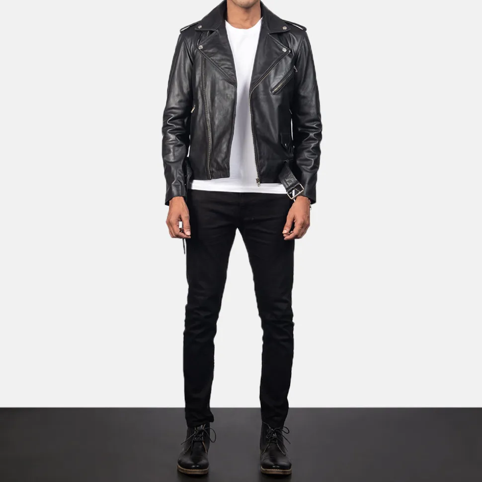Allaric Alley Black Leather Biker Jacket