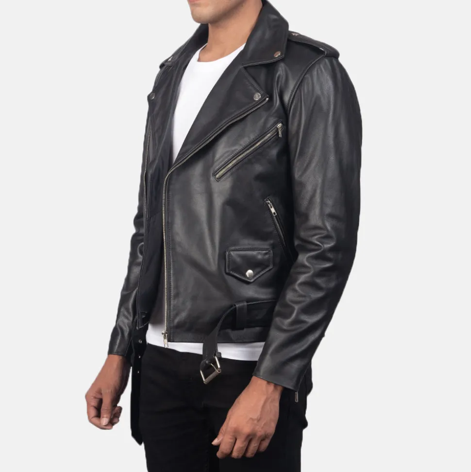 Allaric Alley Black Leather Biker Jacket