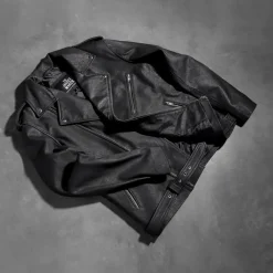 Allaric Alley Distressed Black Leather Biker Jacket