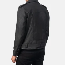 Allaric Alley Distressed Black Leather Biker Jacket