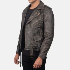 Allaric Alley Distressed Brown Leather Biker Jacket