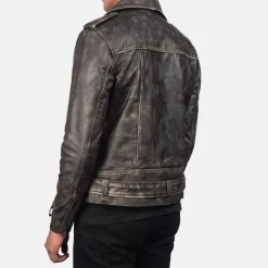 Allaric Alley Distressed Brown Leather Biker Jacket
